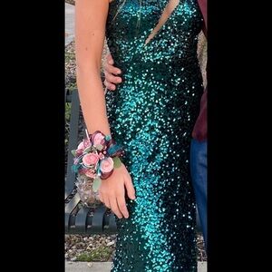 Sequin Teal Gown